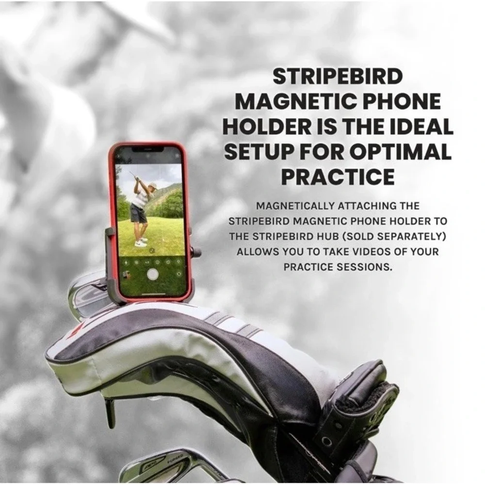 Stripebird Magnetic Golf Cart Phone Holder‎ Graphite Slim Smartphone Mount